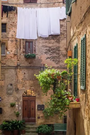 Vintage balcony on the street in Italy
