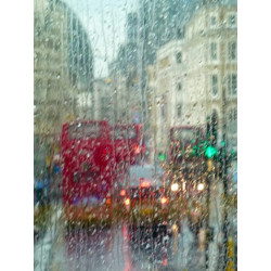 Buses and Taxis in the Rain