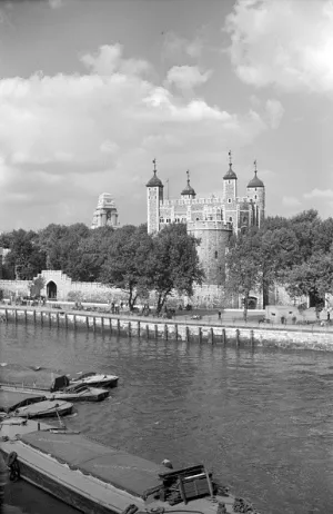 The Tower of London from Tower Bridge, 1965