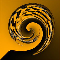 Curved Chequered Metallic Shape Creative Design