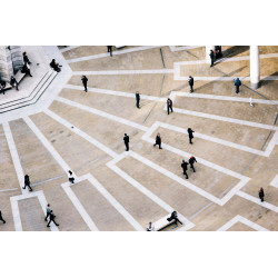 High angle view of pedestrians at Paternoster Square, London, UK