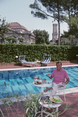 Maccioni By His Pool, Montecatini 1991, Slim Aarons