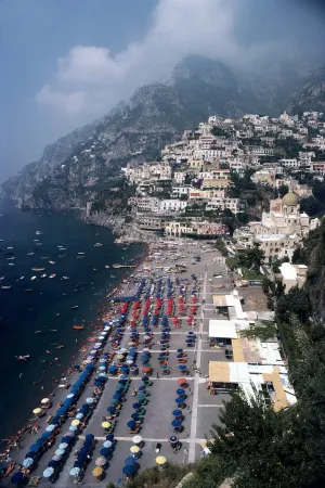 Beach At Positano, 1979, Slim Aarons