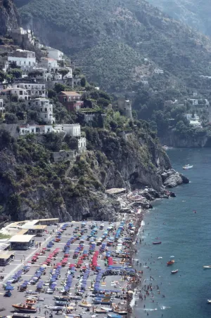 Beach In Positano, 1979, Slim Aarons
