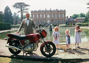 Motorcycling Lord, Easton Neston 1990, Slim Aarons