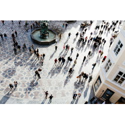 High angle view of crowd