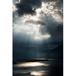 dramatic sky with sunbeams